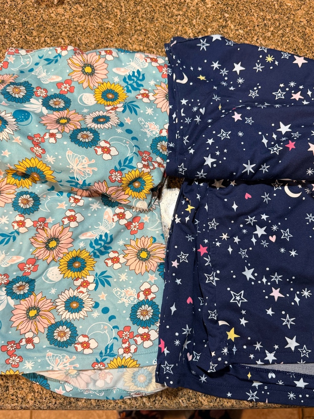 Women’s Two-Piece Floral & Star Print Pajama Set - Blue